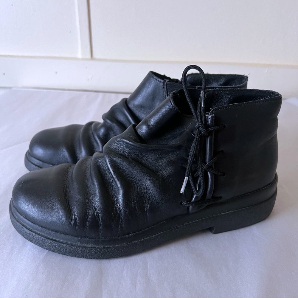 Rieker Ruched Boots Women 39 / 8 Black Leather Comfort Slouchy Booties